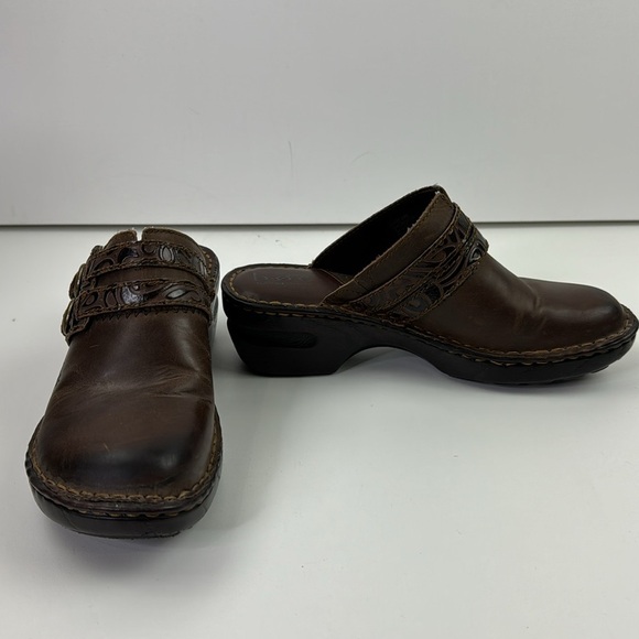 b.o.c. brown leather slip on clog mule shoes - Picture 5 of 14